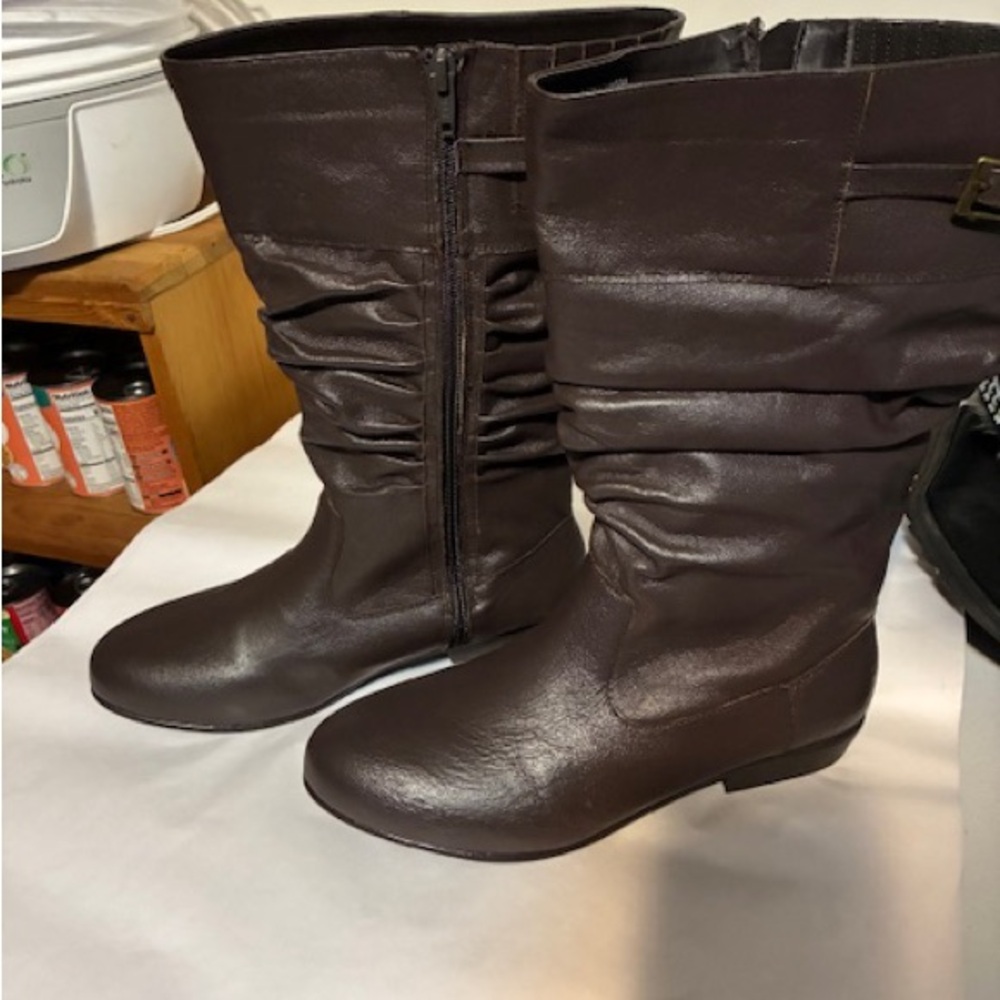 Comfortview Dark Brown Slouchy Heeled Boots